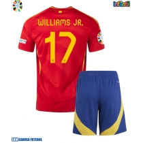 Camisa de Futebol Espanha Nico Williams #17 Equipamento Principal Infantil Europeu 2024 Manga Curta (+ Calças curtas)